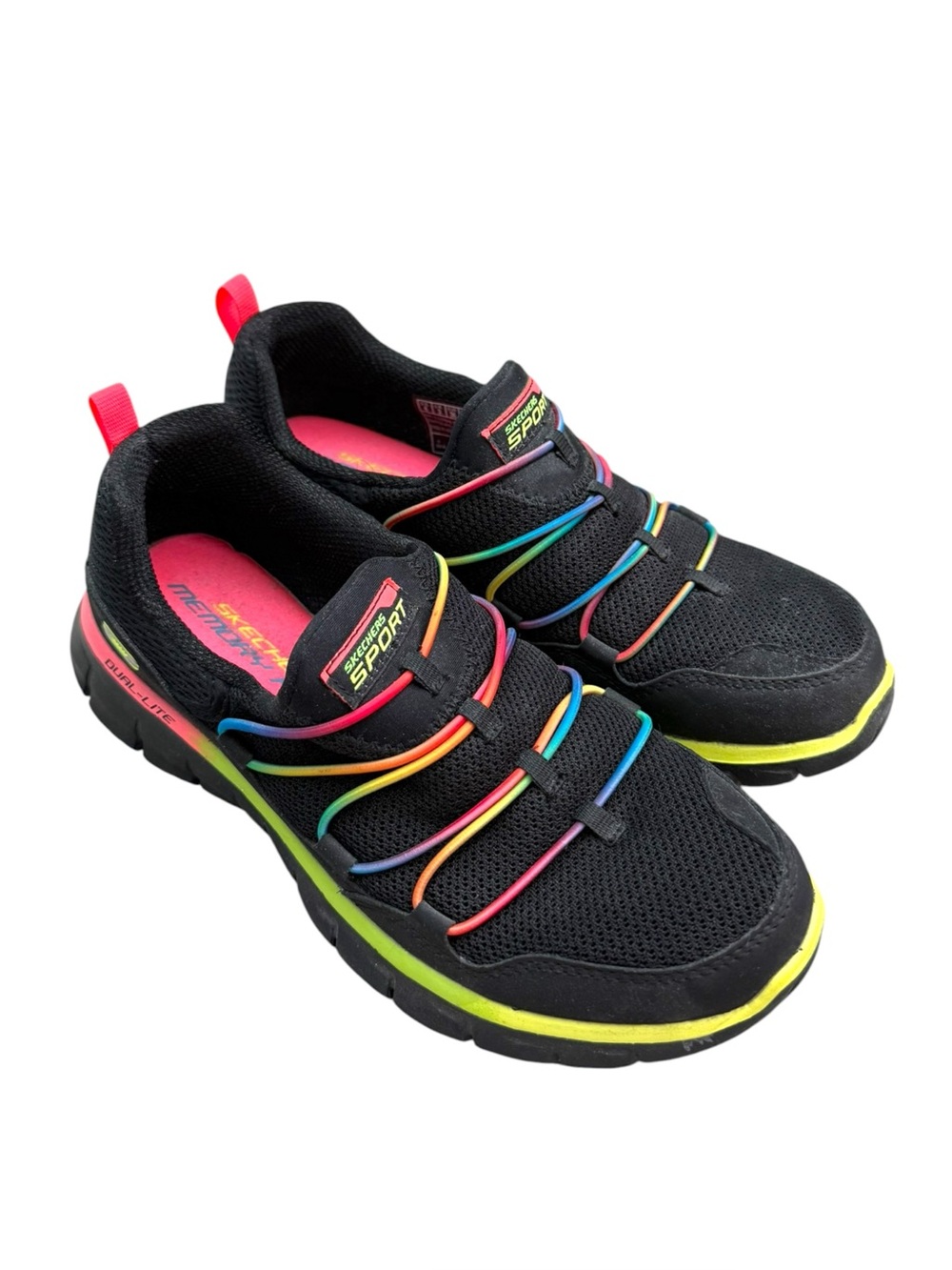 Skechers Synergy Loving Life Black Rainbow Memory Foam Sneakers Womens 6